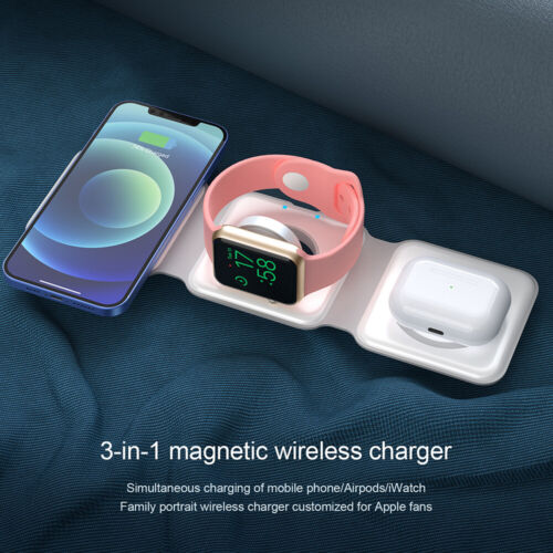 3 in 1 15W Magnetic Wireless Charger Mat Pad